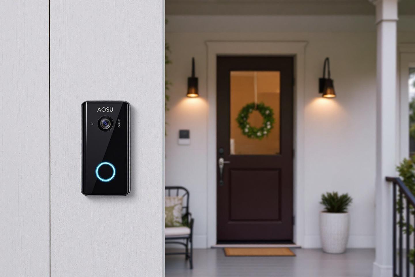 Sonnette AOSU sans fil avec caméra HD ultra haute définition pour extérieur
